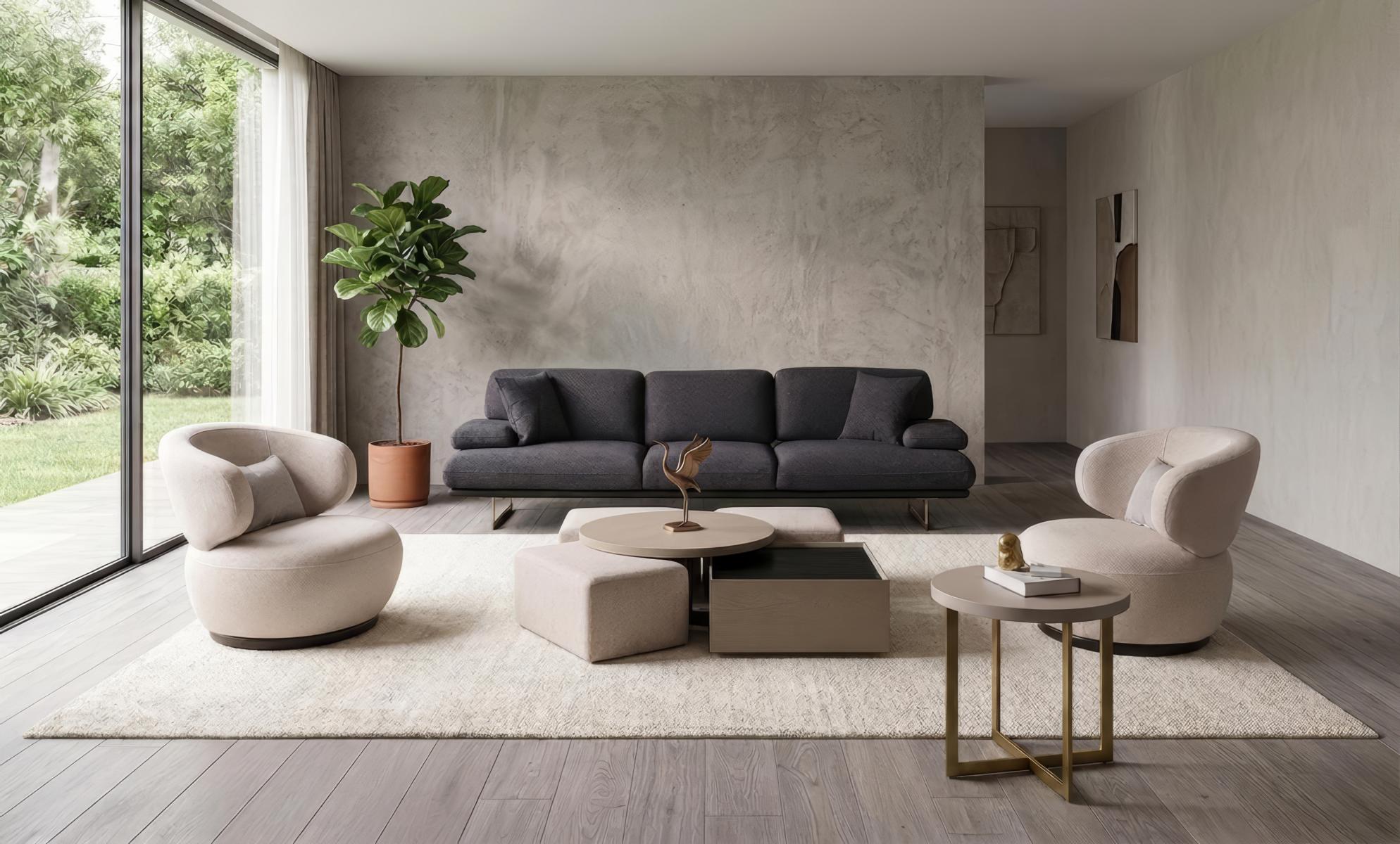 Sofa Set Sessel Couchtisch Hocker Beistelltisch Modern Edel