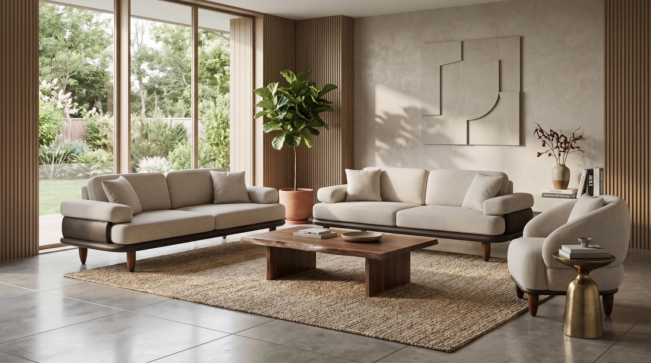 Modernes beiges Wohnzimmer-Set Sofas Designer-Polstermöbel