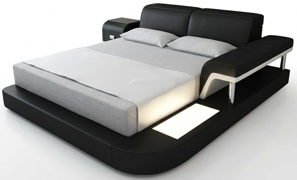 Modernes Premium Bett mit Regal Nachttisch und Luxus Schlafzimmer Stil