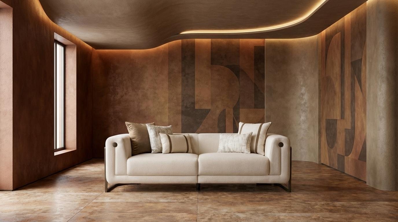 Elegantes 3 Sitzer Sofa Beige Komfort Design