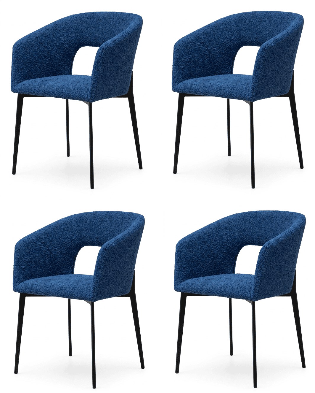 Premium Esszimmerstühle 4x Set Blau Textil Edler Königsblau Ausschnitt