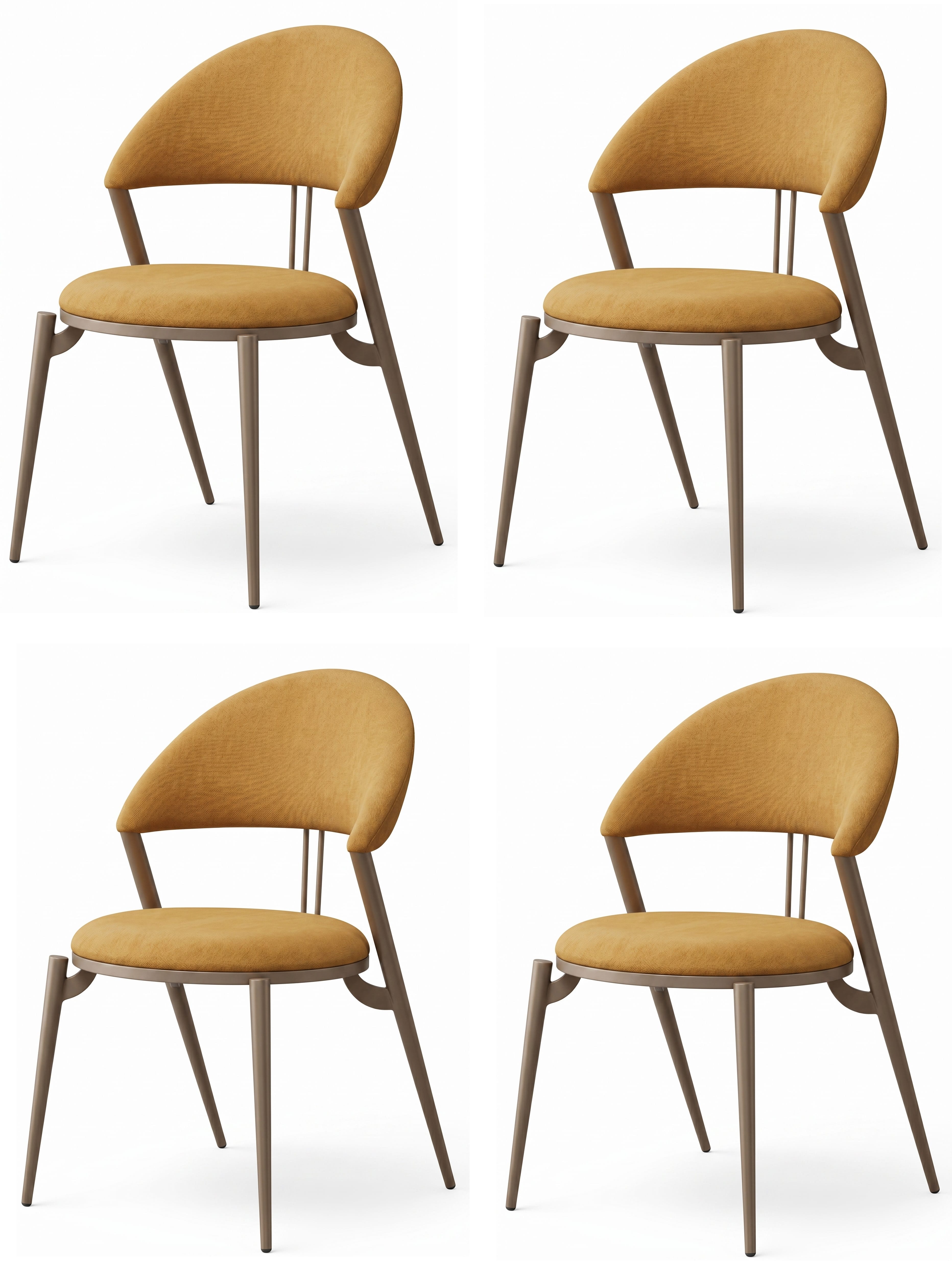 Kunstvoller Esszimmerstühle 4x Set Gelb Textil Taupe MetallBein Design