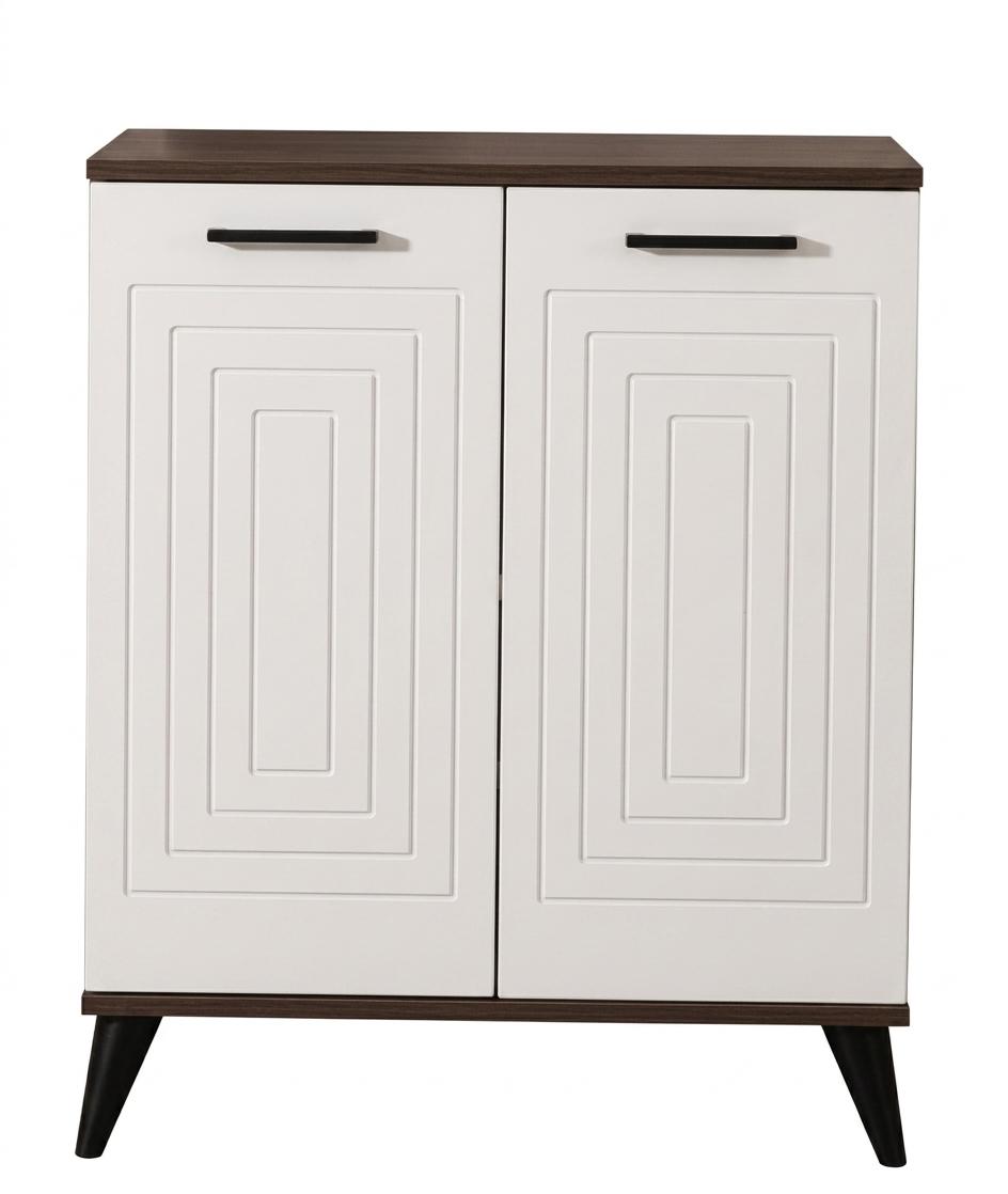 Weiß-brauner Schuhschrank Holzschrank Schuhregale Flurmöbel Garderobenmöbel