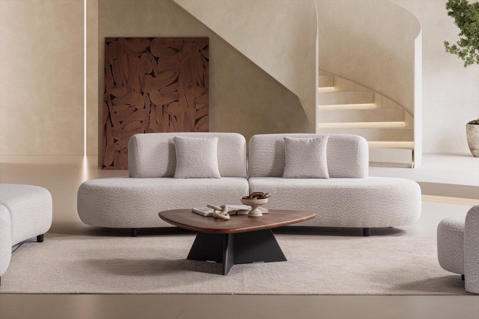 Moderner 3-Sitzer Sofa Stil Weiß Luxuriöse Bequem Schick