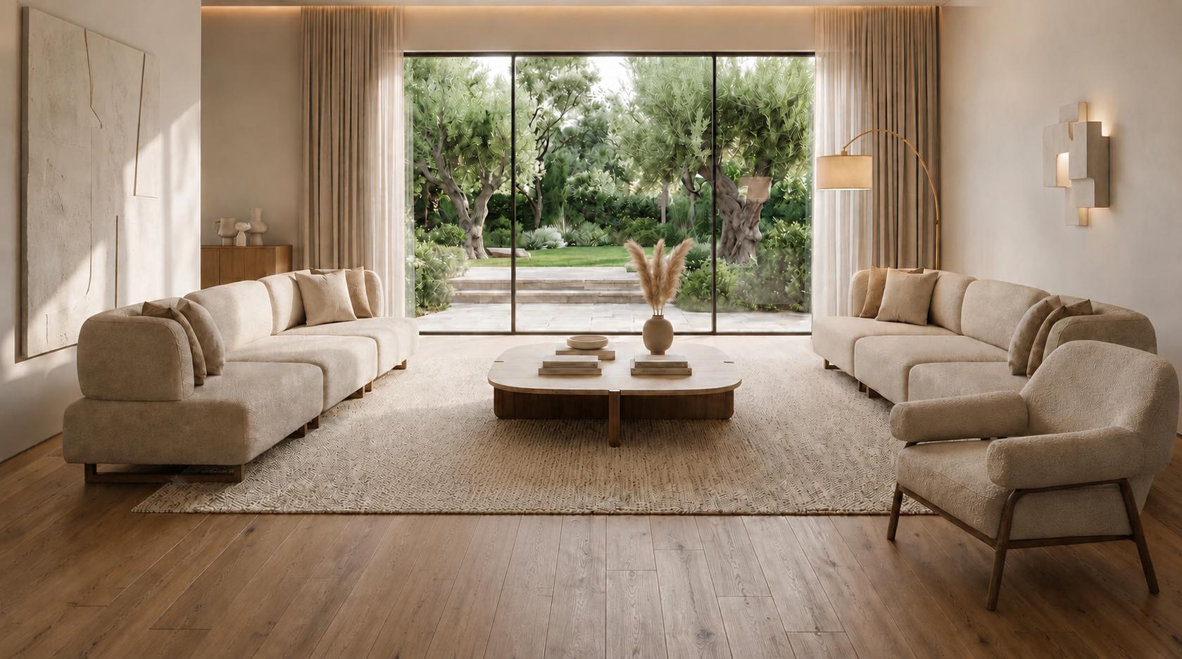 Modernes Wohnensemble 3+3+1 Stilvoll Komfortabel Wohnen Design Luxus