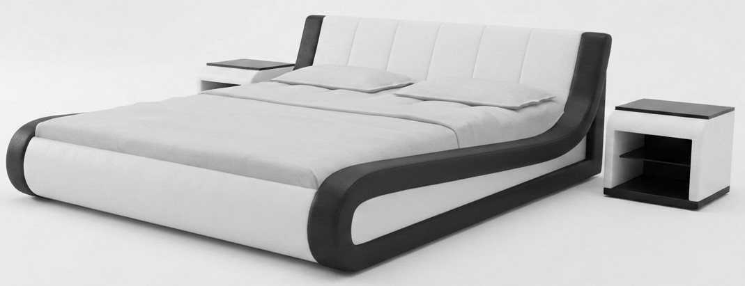 Designer Set Weiß Bett mit Nachttische Premium moderner Schlafzimmer