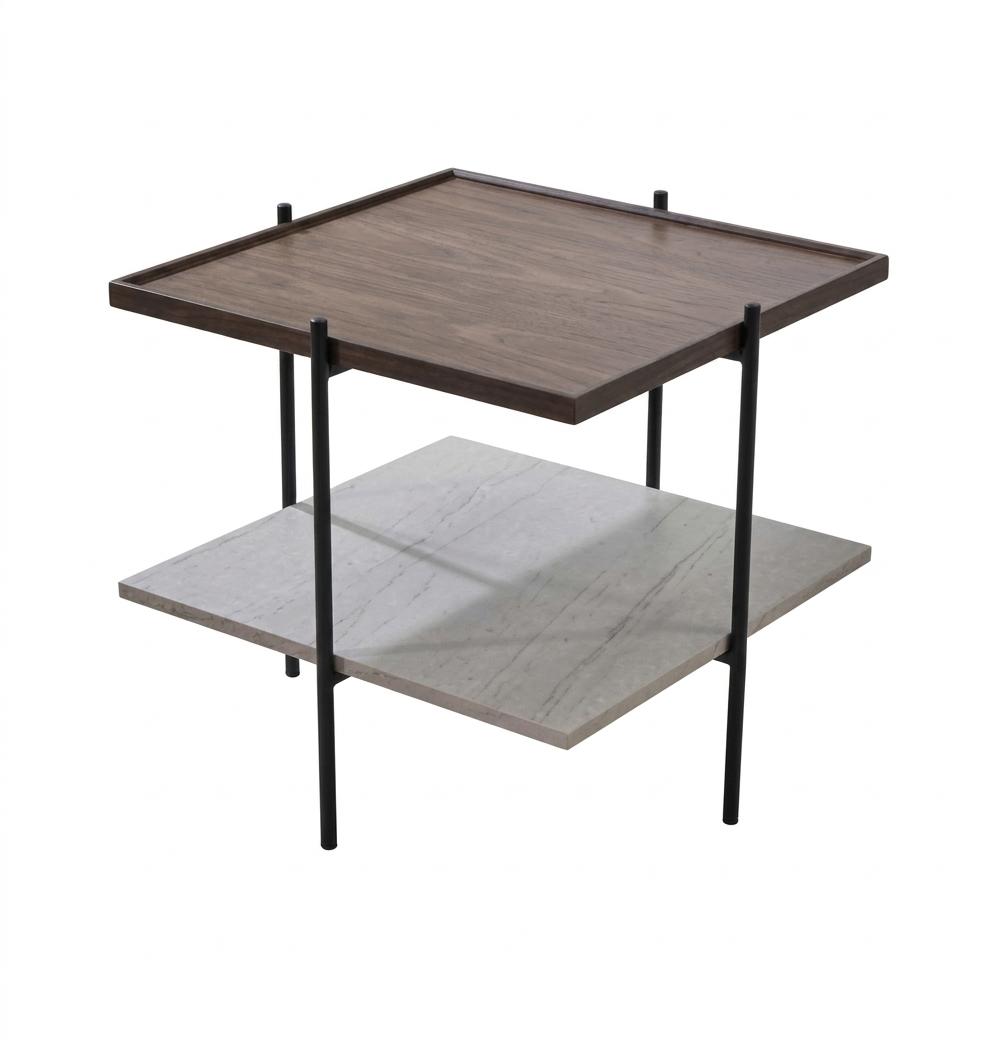 Brauner Beistelltisch quadratischer Holztisch modern Wohnzimmermöbel