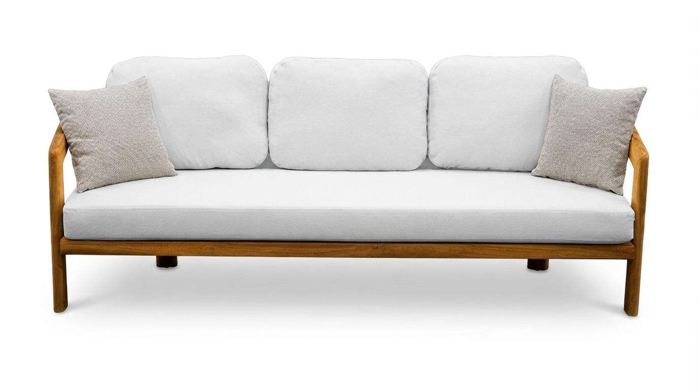 Modernes 3-Sitzer Sofa Beige Holzgestell Wohnzimmer Komfort Design