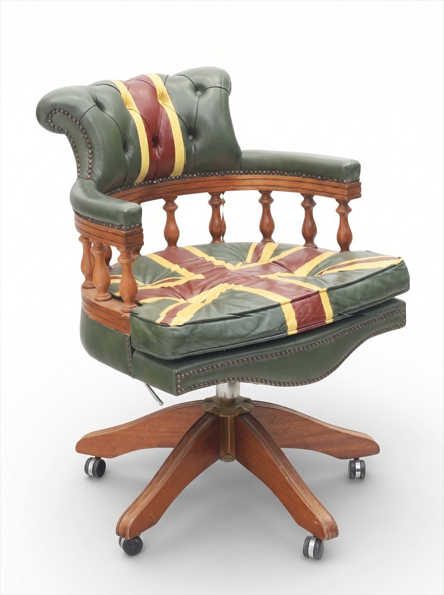 Bürostuhl Union Jack Leder British Vintage Drehstuhl Rollen Design