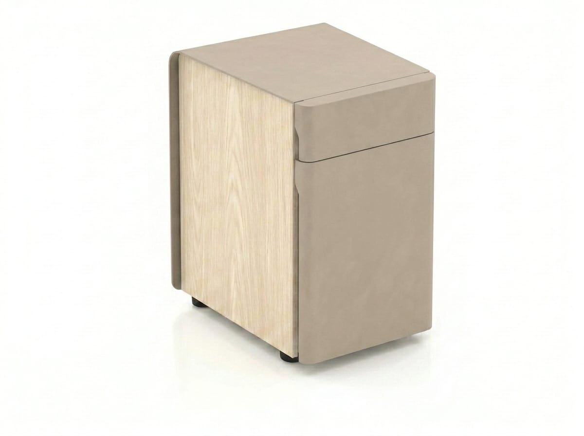 Moderne Kommode Beige Holzdekor Stauraumschrank Büro