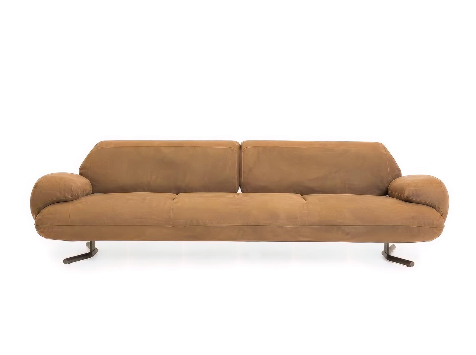 Sofa 4-Sitzer Modern Orange Bequem Couch Polstersofa Leder