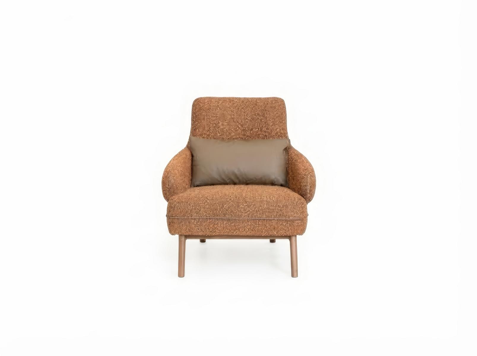 Sessel Modern Braun Bequem Lounge Polster Wohnzimmer Holz