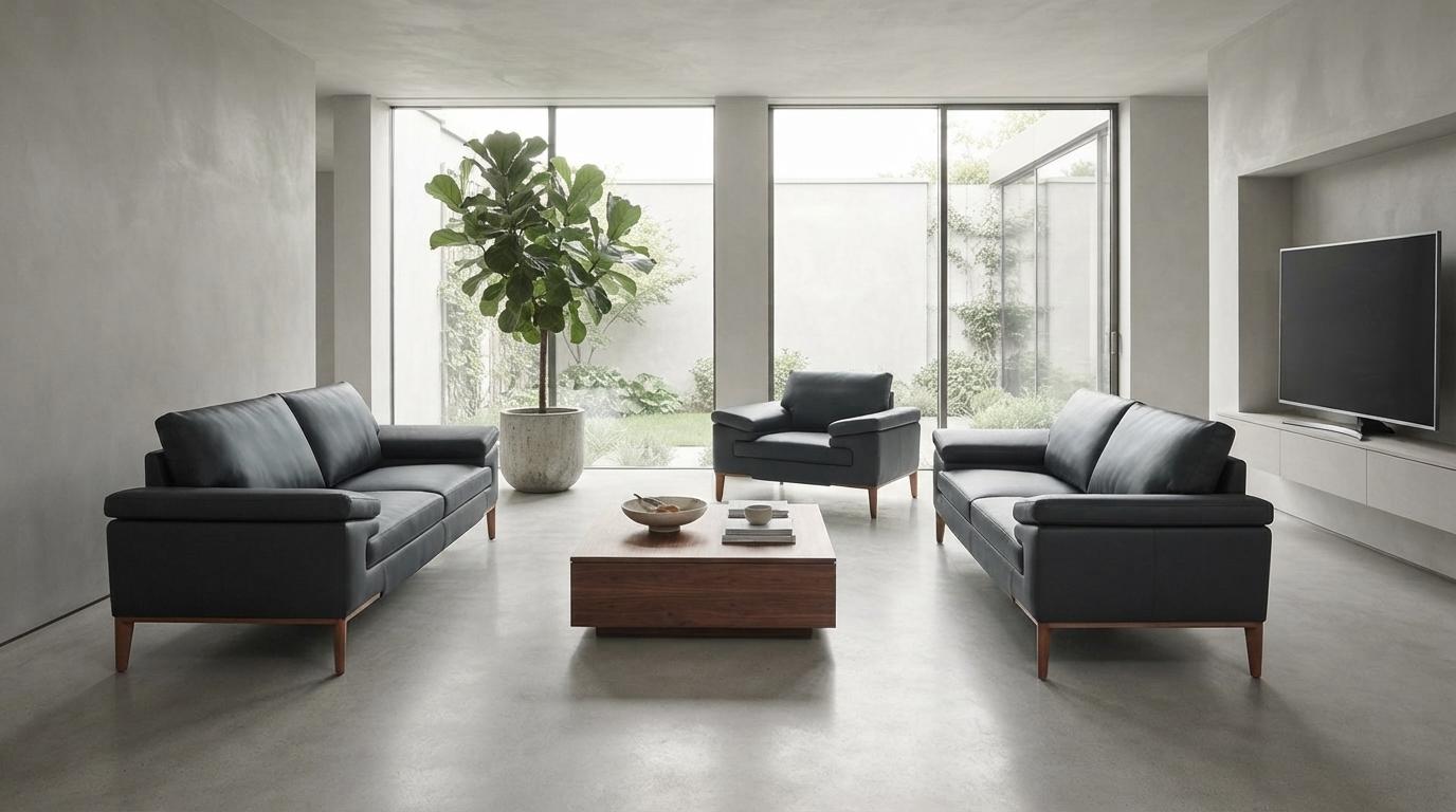 Zweisitzer Sofa Sessel Set Kunstleder Polstermöbel Wohnzimmer Modern