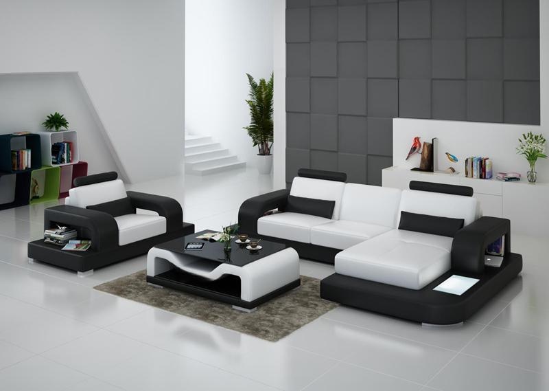 Ledersofa Couch Wohnlandschaft Eck Sessel Garnitur Design Modern Sofa G8007E Neu