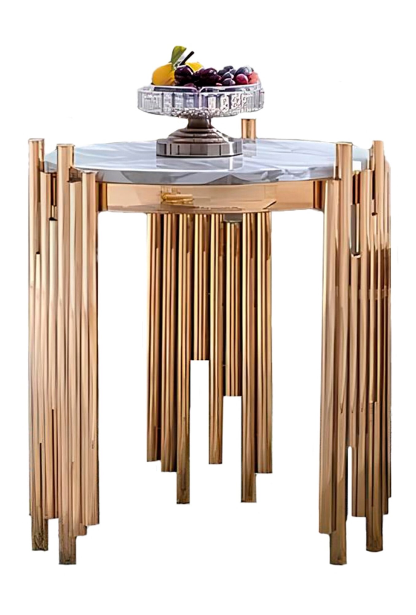 Runder Beistelltisch Marmorimitaion für Wohnzimmer im Modern Design