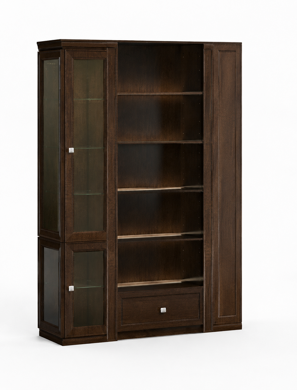 Braunes Büroregal Designer Glasvitrine Massivholz Luxuriöser Schrank