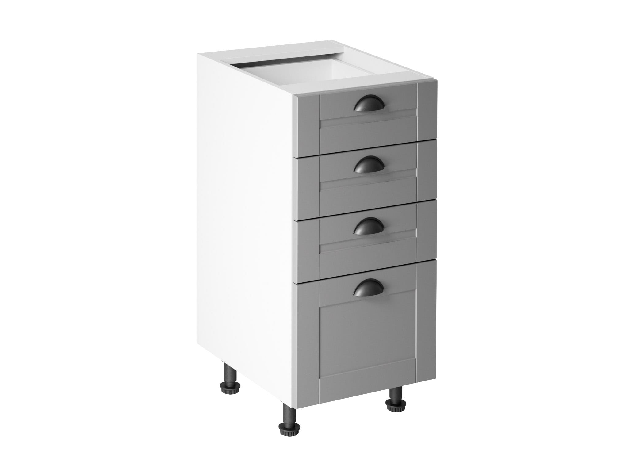 MODERNER KÜCHENUNTERSCHRANK MIT 4 REGALBÖDEN IN WEISS D40S4