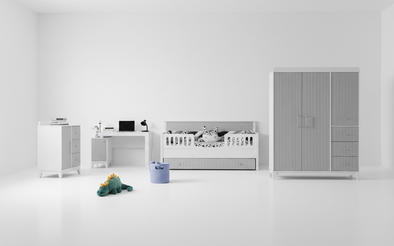 4tlg. Kinderzimmer Ensemble: Komplettmöbel-Set für perfekte Einrichtung