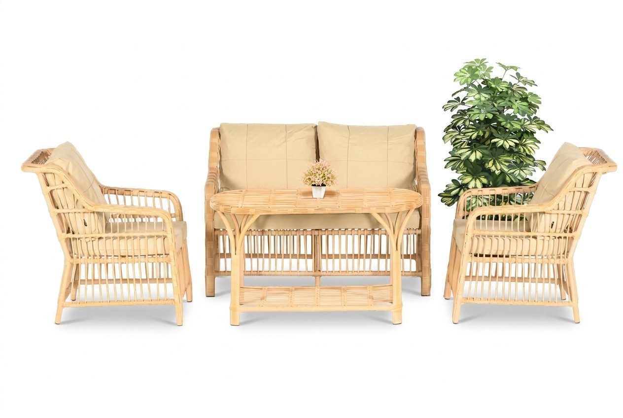 4tlg. Set Garten Möbel Sitzmöbel Sofagarnitur Terrasse Tisch Sofa Couch Modern