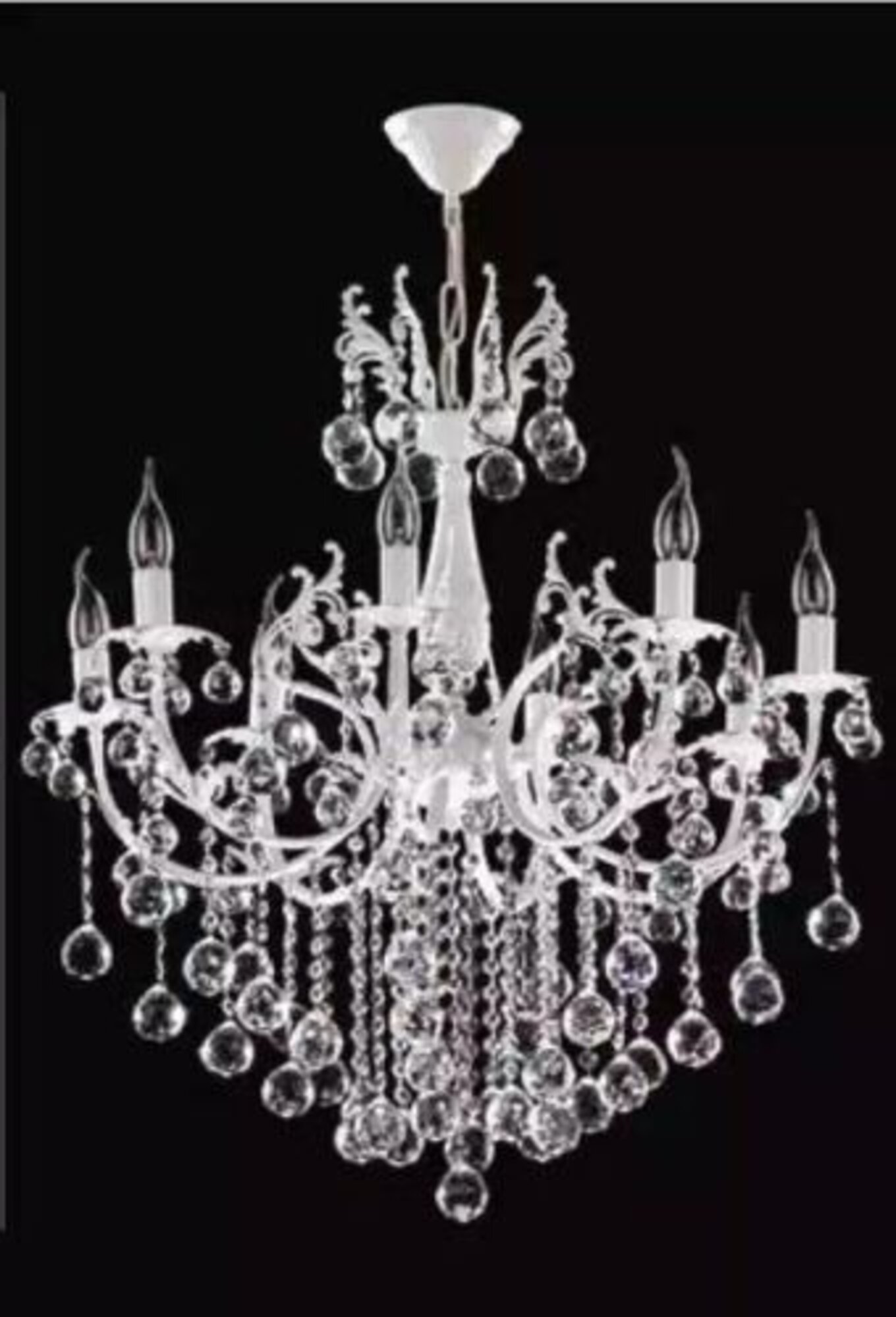 Luxus Deckenleuchter Weiß Kronleuchter Deckenlampe Lüster Kristall Lampe