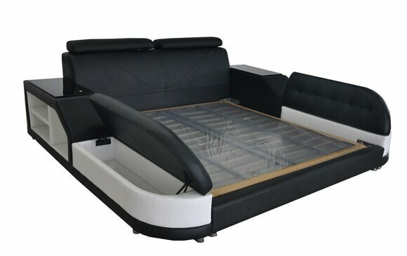 Design Bett XXL Big Leder Hotel Polster 180x200 Multifunktion Regal USB Betten