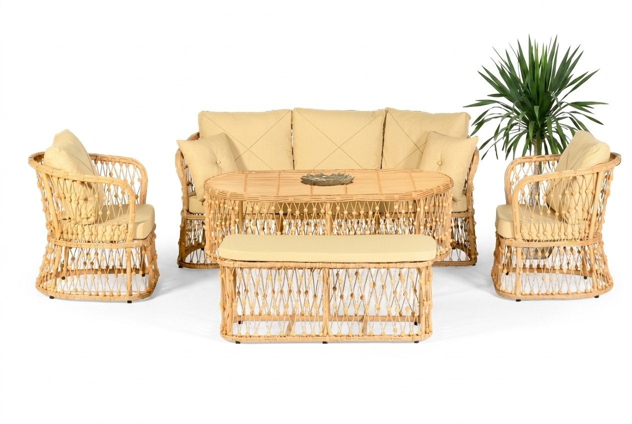 5tlg GartenMöbel Sofagarnitur Sofa Sessel Couchtisch Bank Modern Veranda Lux Neu