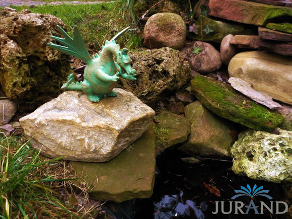 Wasserspeier Brunen Figur Steinfigur für Garten Deko Teich Wasserspucker