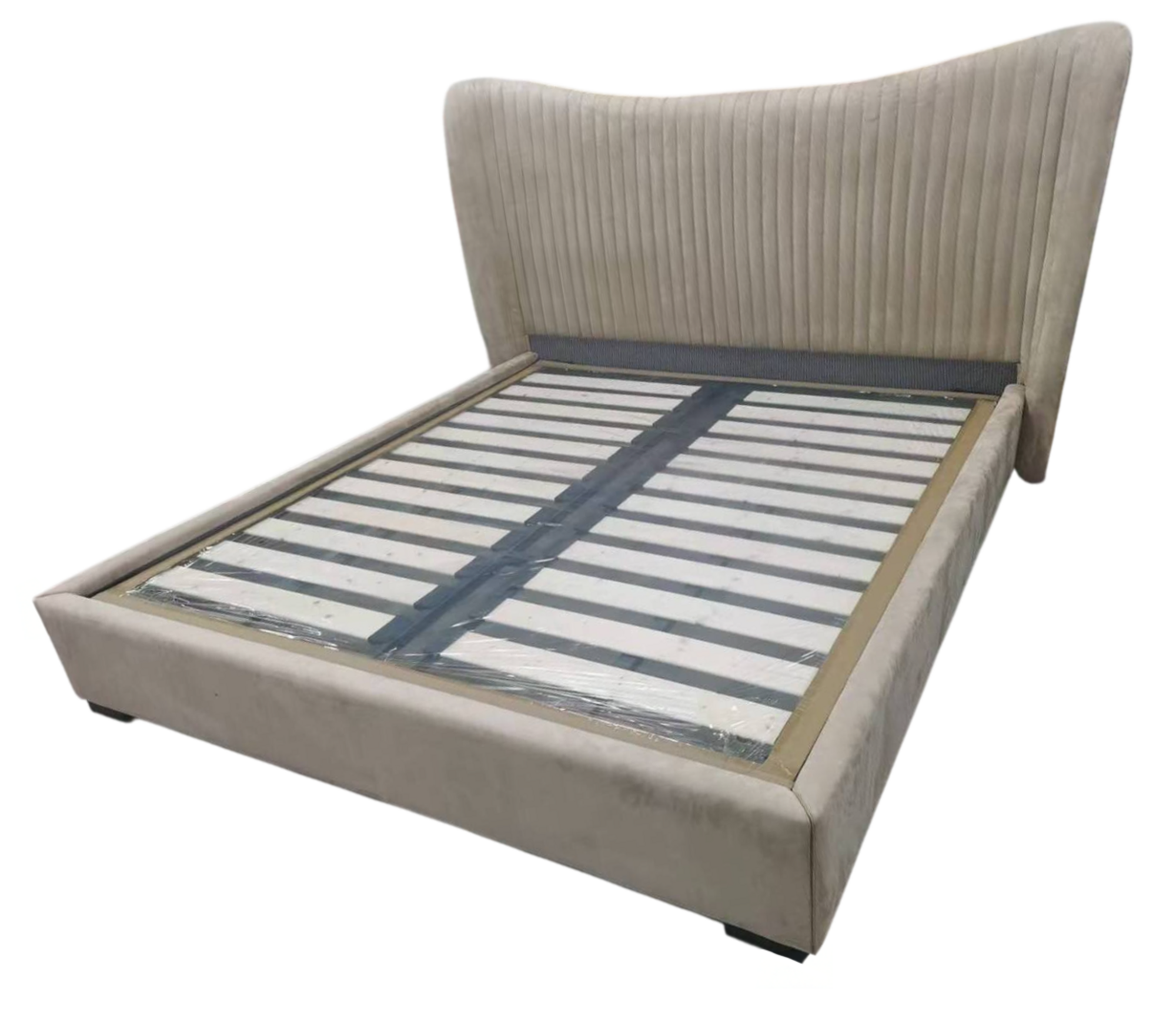 Beiges Doppelbett Designer Holz Betten Bettgestelle Schlafzimmer Möbel Bett Sofort