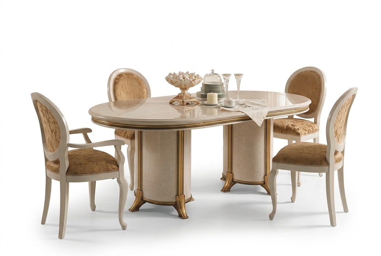 6 Stühle + Tisch Set Küche Designer Barock Rockoco klassisch Jugendstil