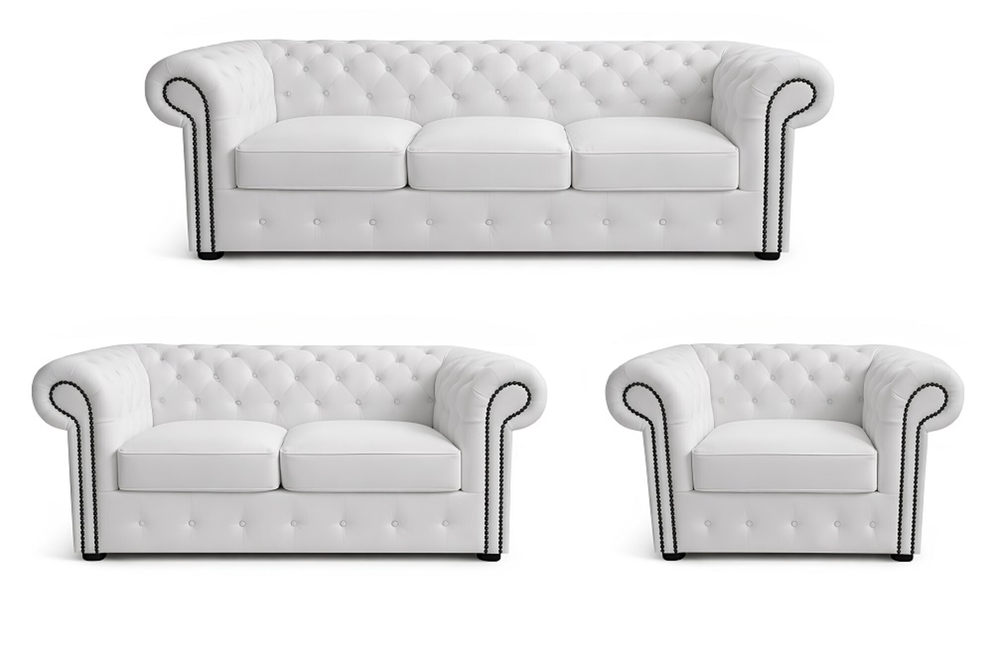 Chesterfield Sofagarnitur 3+2+1 Echtes Rindsleder Sofa Set 100% Leder Sofort