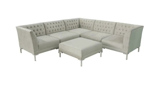 Ecksofa Hocker Grau xxl Big Textill Stoff Chesterfield Sofas Garnitur Möbel Neu