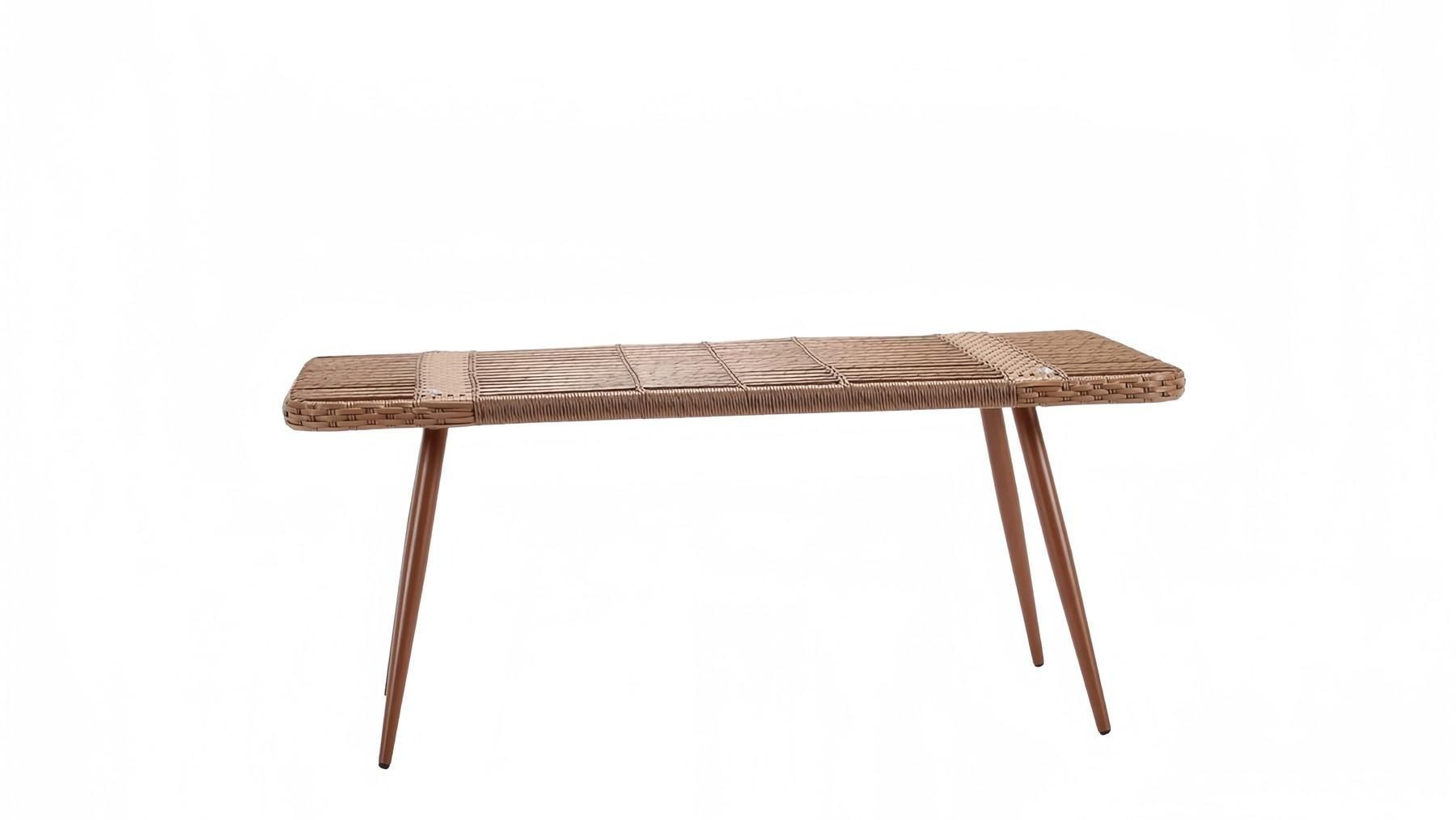 Couchtisch Beige Luxus Rattan Moderner Design Kaffeetisch stilvoll Hochwertig