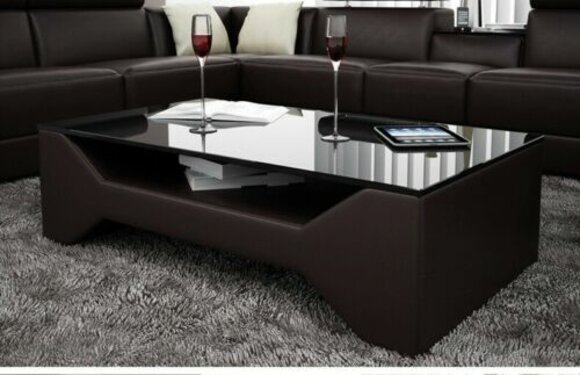 Klassischer Luxus Designer Couchtisch Sofa Wohnzimmer Tisch Leder Tische Glas