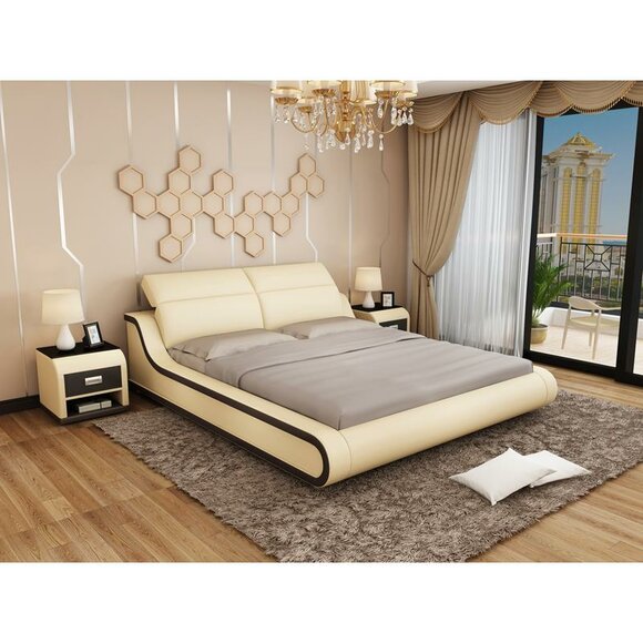 Bett Polster Design Luxus Doppel Hotel Betten 180x200cm Schlaf Zimmer Leder Neu