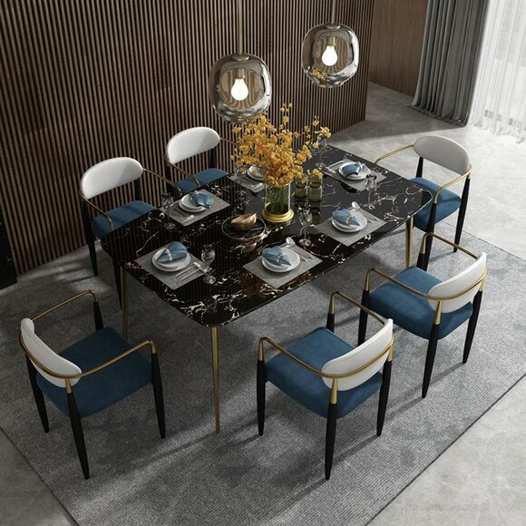 Klassischer Holz Tisch Esstisch Esszimmer Garnitur 6x Stuhl Set Stuehle Lehn Neu