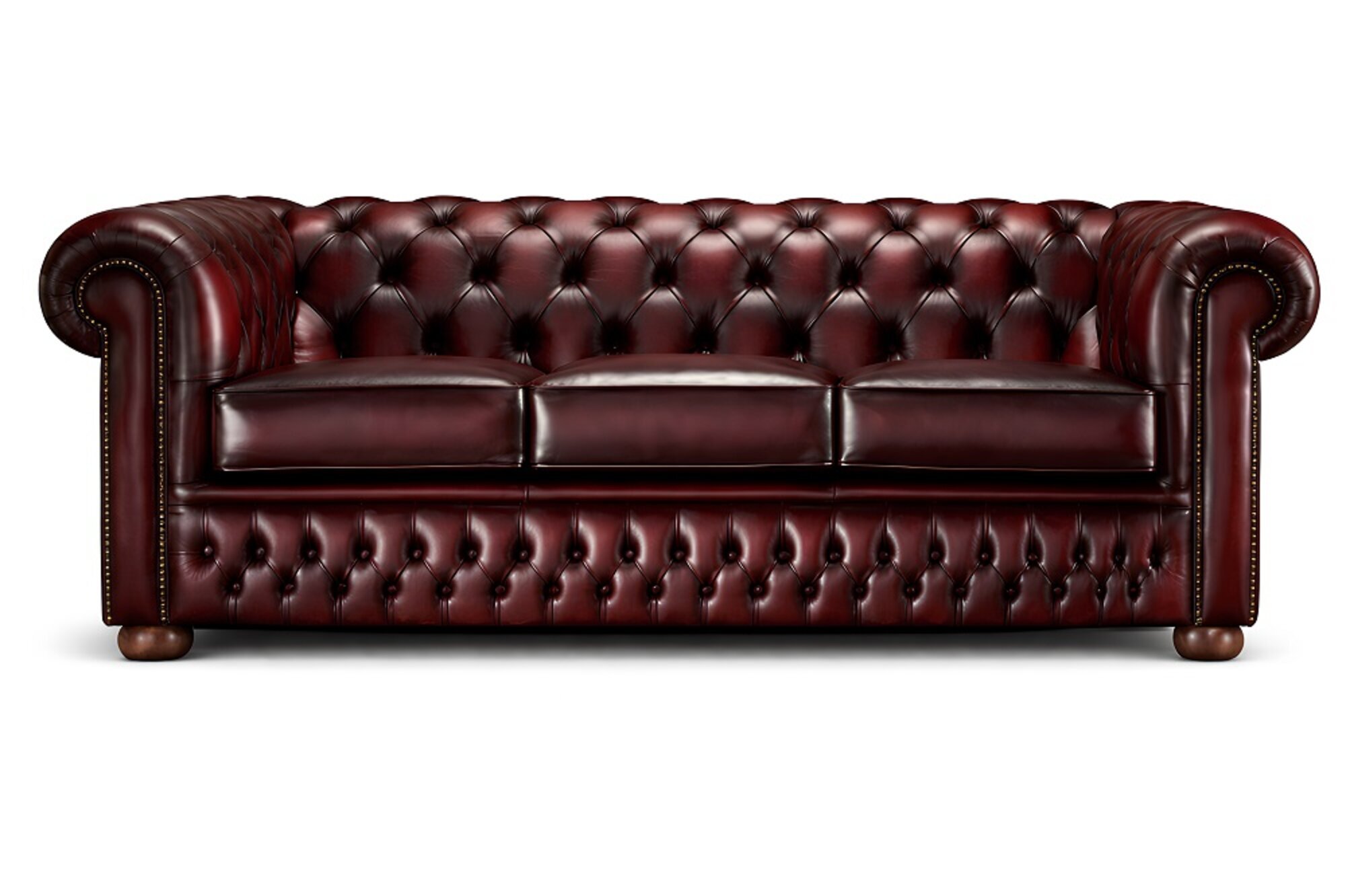 Sofa 3 Sitzer Bordaux Ledersofa Sofas Couch Chesterfield Leder 100% Leder Sofort