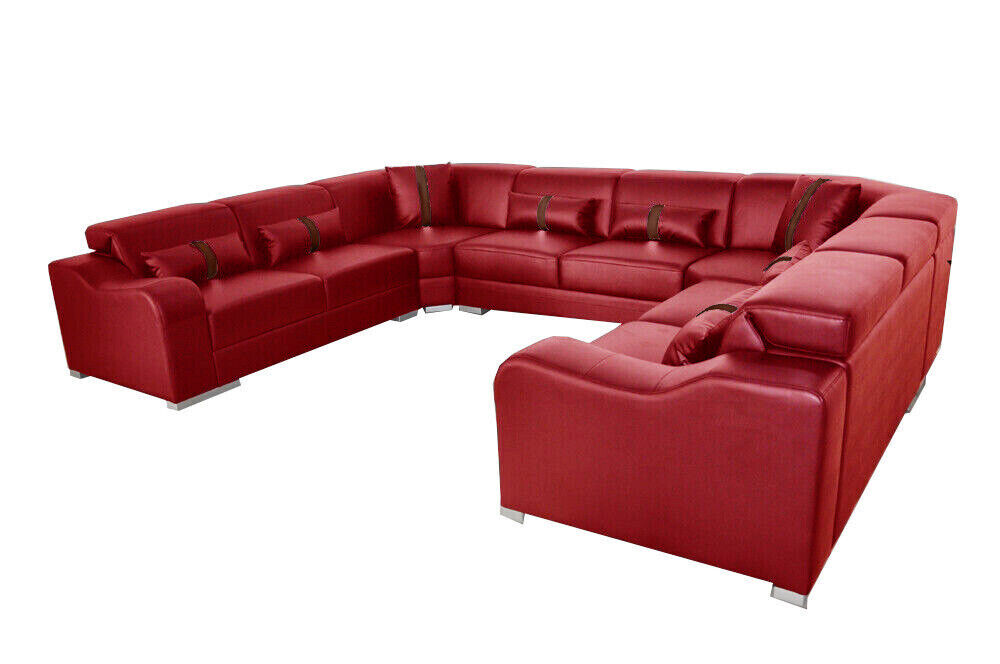 Leder Couch Polster Sitz Design Modern Eck Sofa U Form Wohnlandschaft Sofort