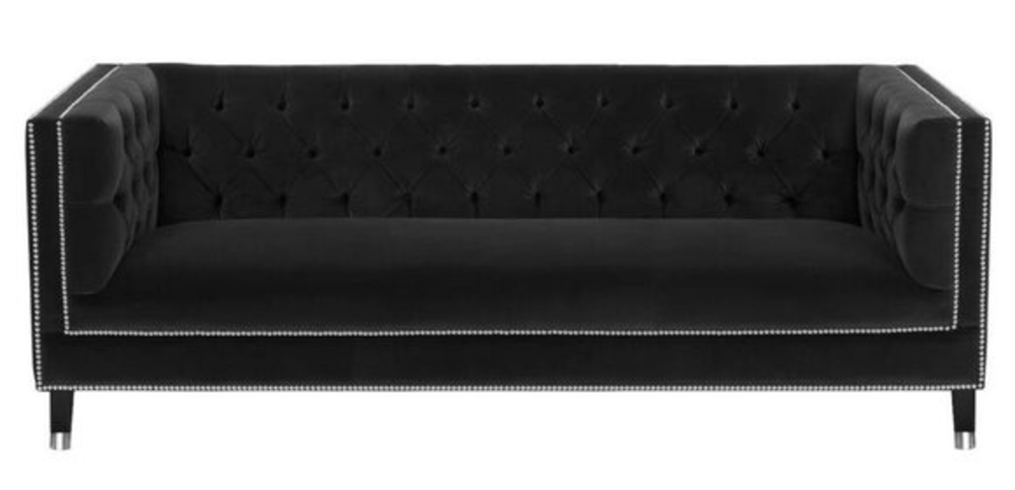 Luxus Schwarze Stoffcouch Samt Dreisitzer Polster Möbel Hotel Wohnzimmer Praxis