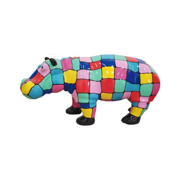 Design Dekoration Figur Nilpferd aus Kunststoff Skulptur Statuen 45x100cm