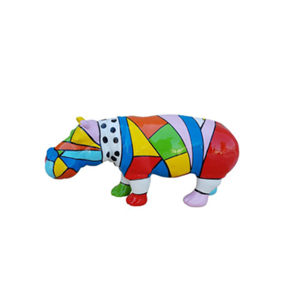 Modern Skulptur Nilpferd aus Kunststoff Dekorative Figur Garten 32x72cm