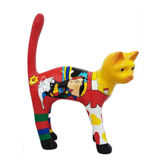 Modern Skulptur Katze Eine Dekorative Figur aus Kunststoff, Höhe 110 cm