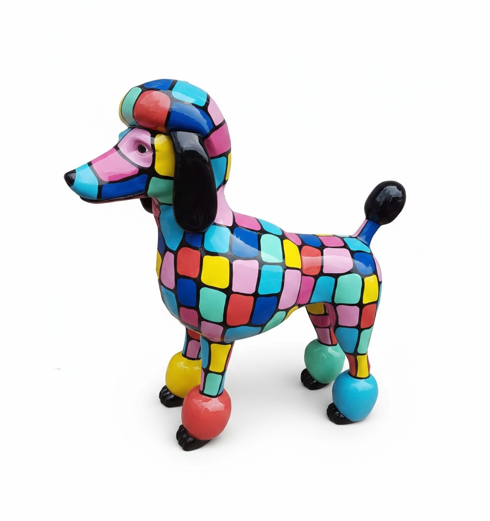 Abstrakte Pudel Figur Statue Skulptur 63cm Statue Skulpturen Bunte Skulptur