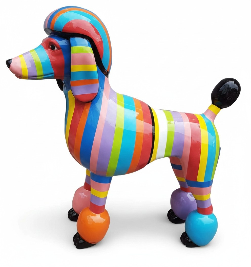 Abstrakte Pudel Figur Statue Skulptur 63cm Statue Skulpturen Bunte Skulptur Hund 2