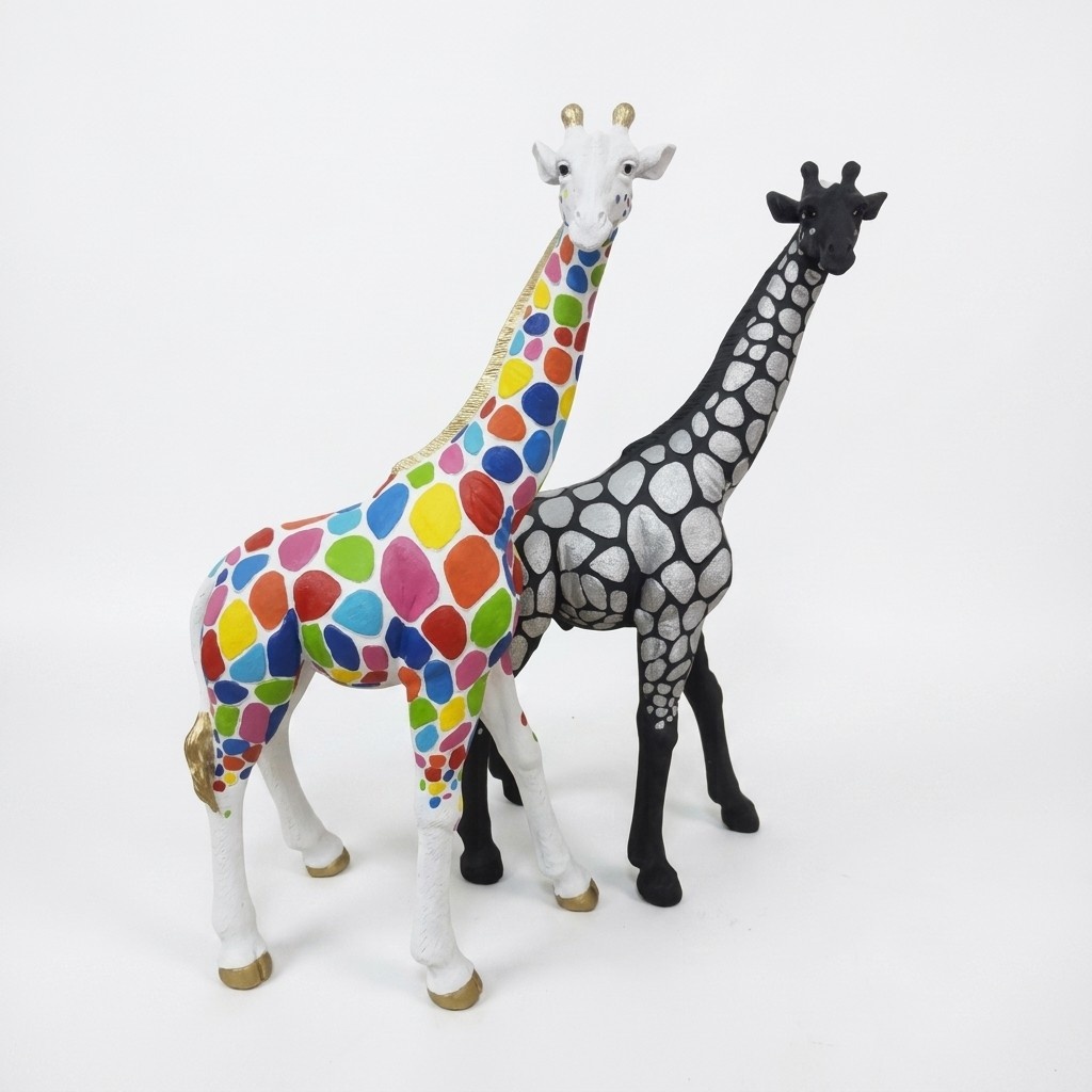 abstrakte Skulptur Giraffe Dekoration Figur Kunststoff Deko Statue 77cm