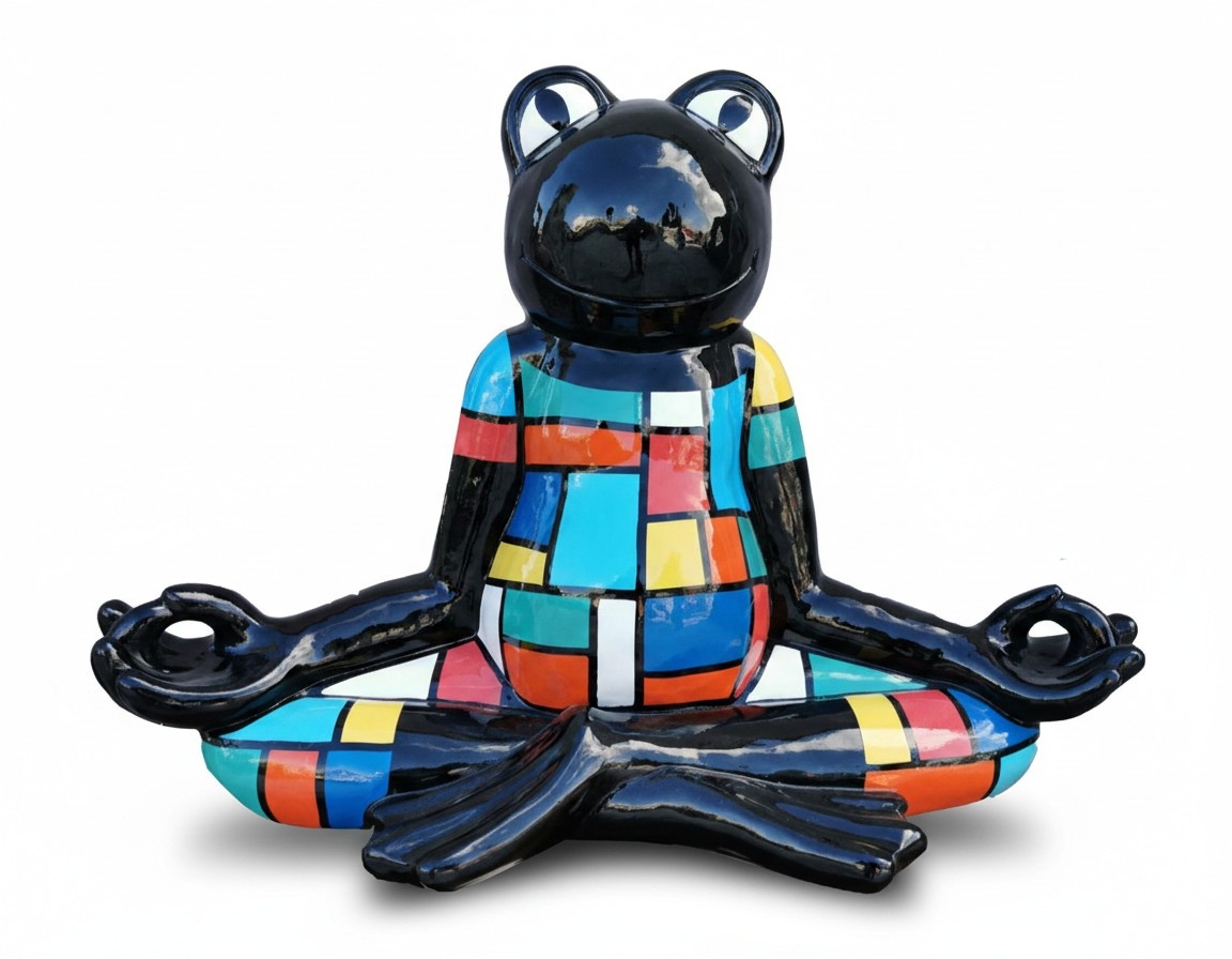 Abstrakter Yoga Frosch Statue Bunte Skulptur 55cm Statuen Skulpturen