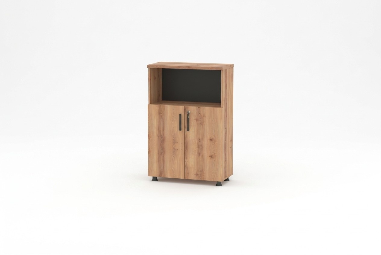 Aktenschrank Rechteck Form Braun Schwarz Zweifarbig Regal Arbeitszimmer