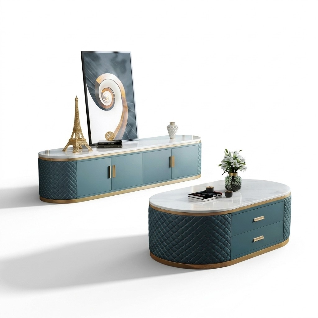 Anrichte Low Board Side Schrank Wohn Zimmer Sideboard Couchtisch 2tlg. Set Neu