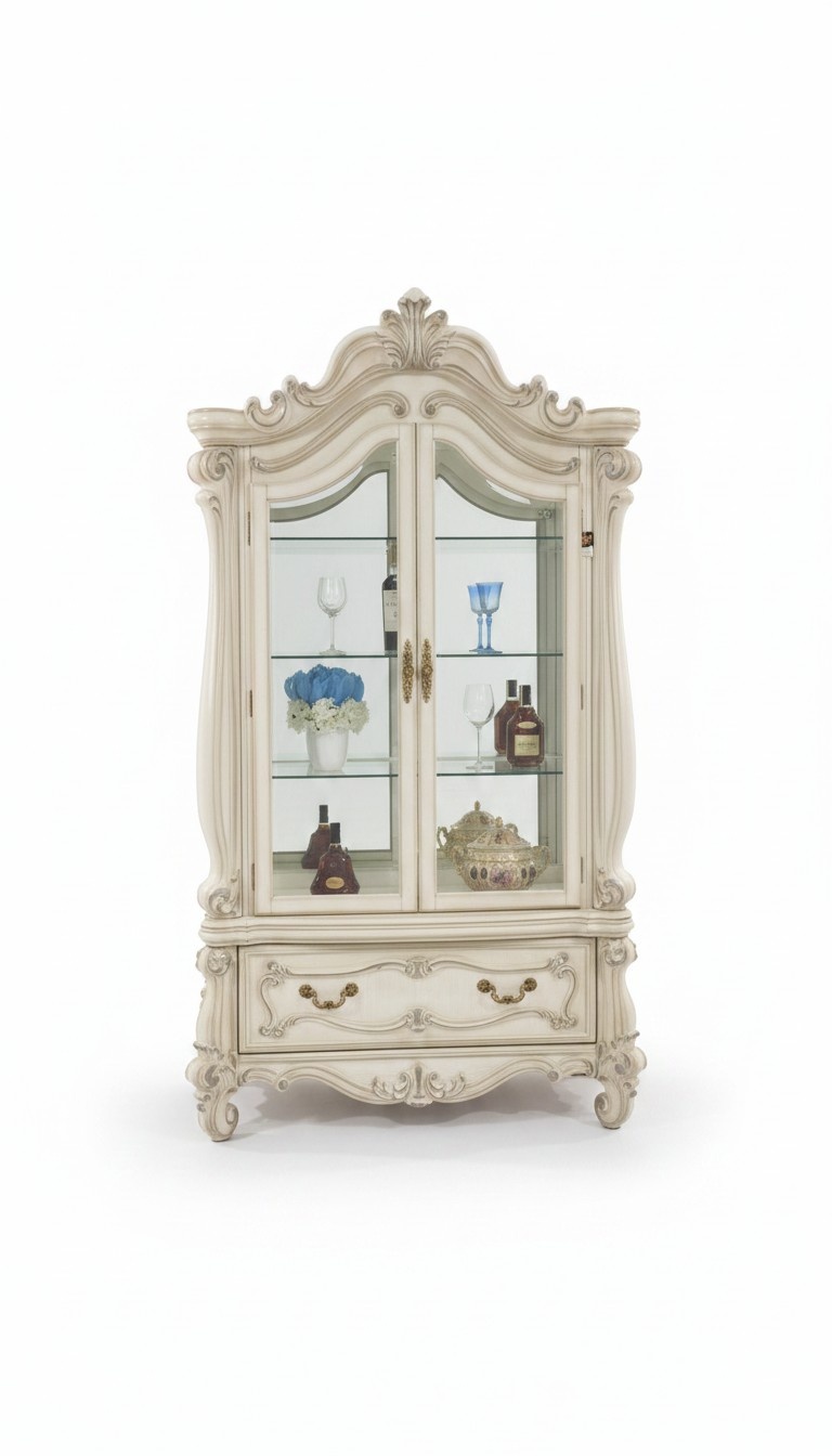 Anrichte Luxus Schaufenster Vitrine Glas Schrank Antik Stil Barock Rokoko Möbel