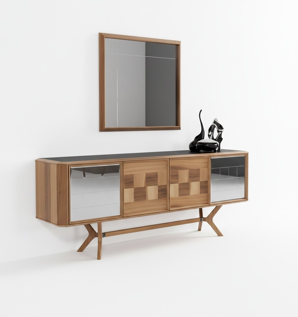 Anrichte Möbel Schrank Garnitur Set 2tlg Kommode Spiegel Neu Sideboard Kommoden