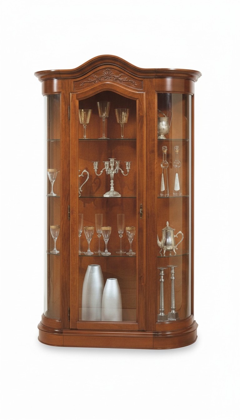 Anrichte Schrank Glasschrank Holz Schränke Italienische Möbel Vitrine Vitrinen
